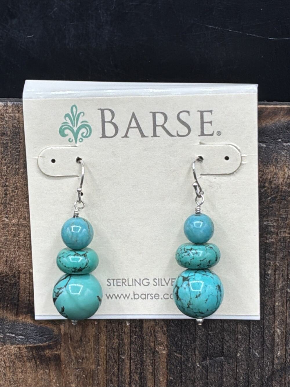 Barse Turquoise Howlite Earrings- Sterling Silver- NWT